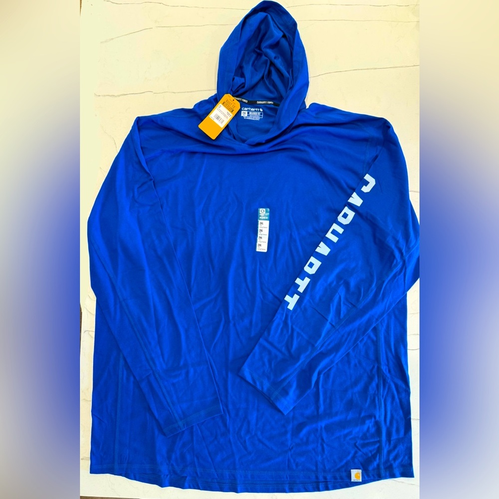 Carhartt force Relaxed Fit Long Sleeve Hooded TShirt, Size 2XL Tall, NWT
